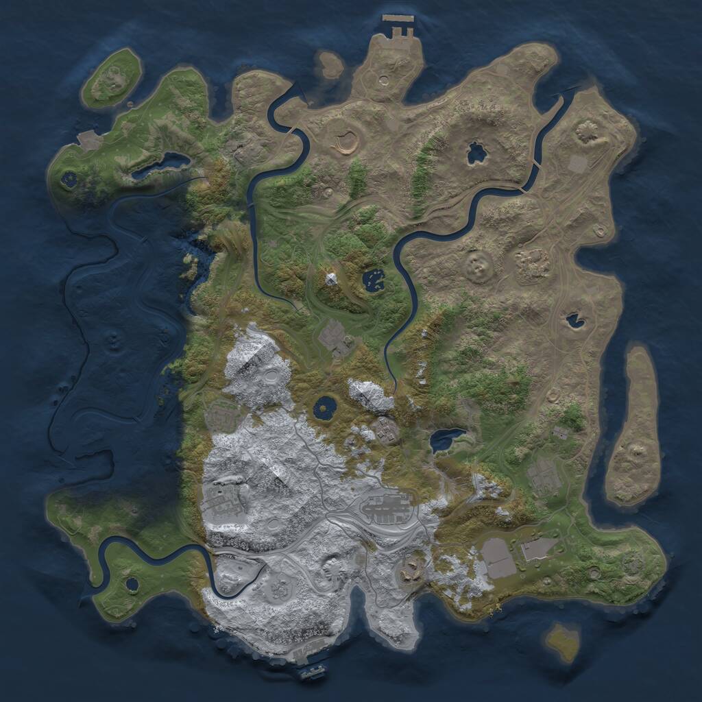 Rust Map: Procedural Map, Size: 4500, Seed: 979218288, 17 Monuments