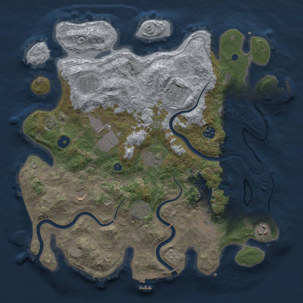 Rust Map: Procedural Map, Size: 3750, Seed: 1784391968, 16 Monuments