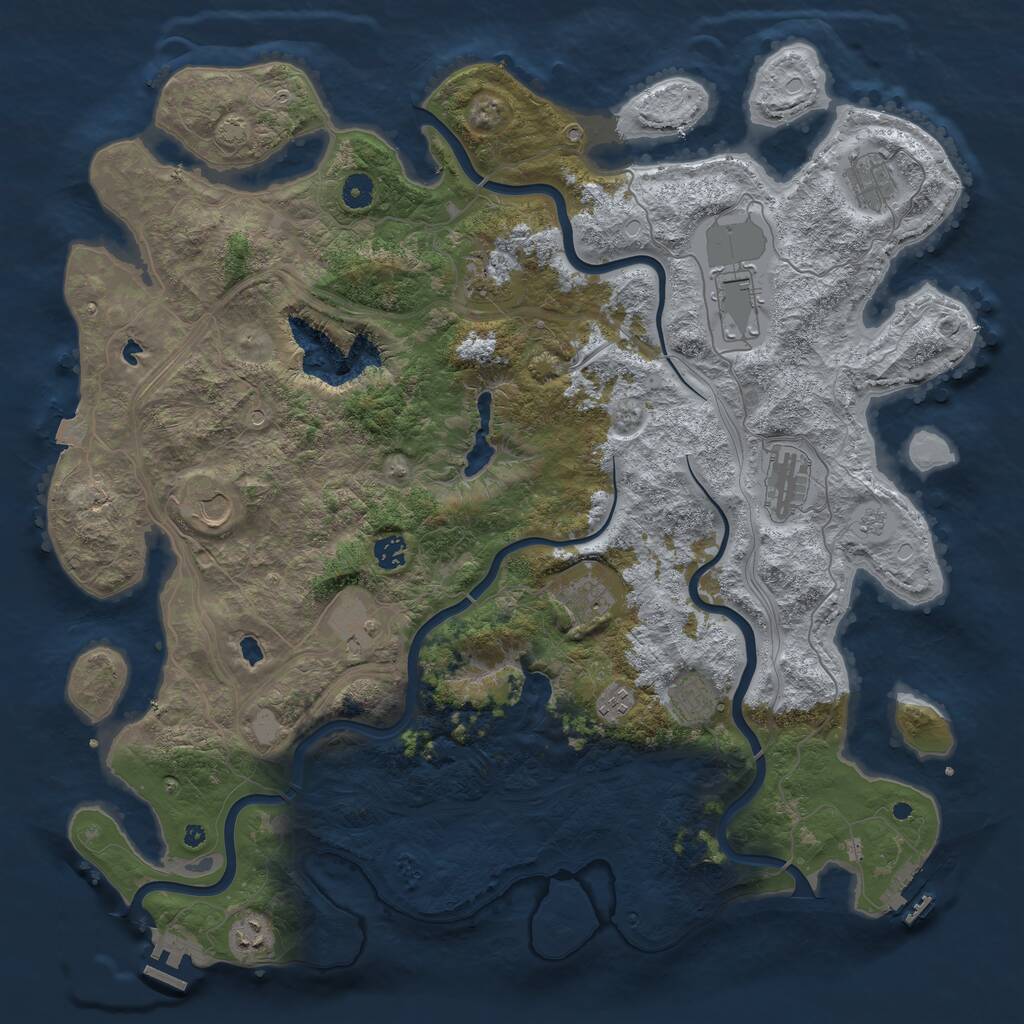 Rust Map: Procedural Map, Size: 4600, Seed: 44501, 17 Monuments
