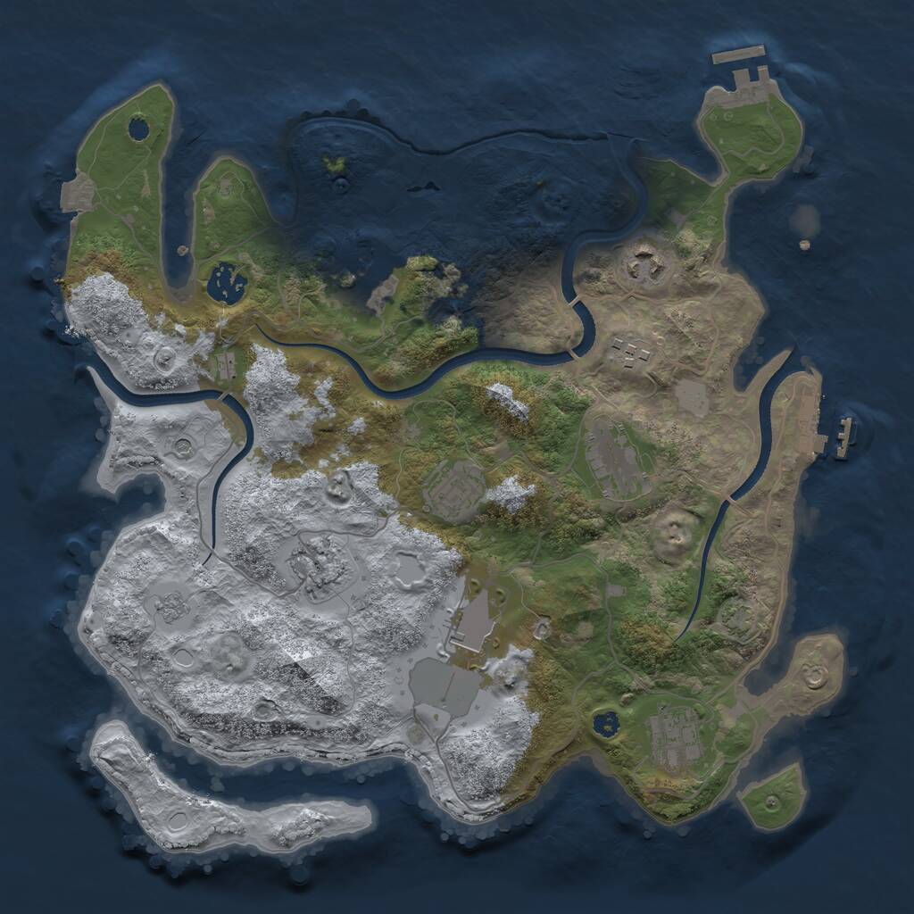 Rust Map: Procedural Map, Size: 3500, Seed: 887309669, 15 Monuments