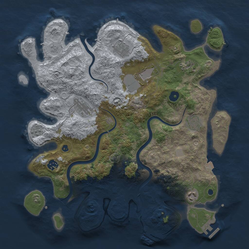 Rust Map: Procedural Map, Size: 3700, Seed: 1297468098, 14 Monuments
