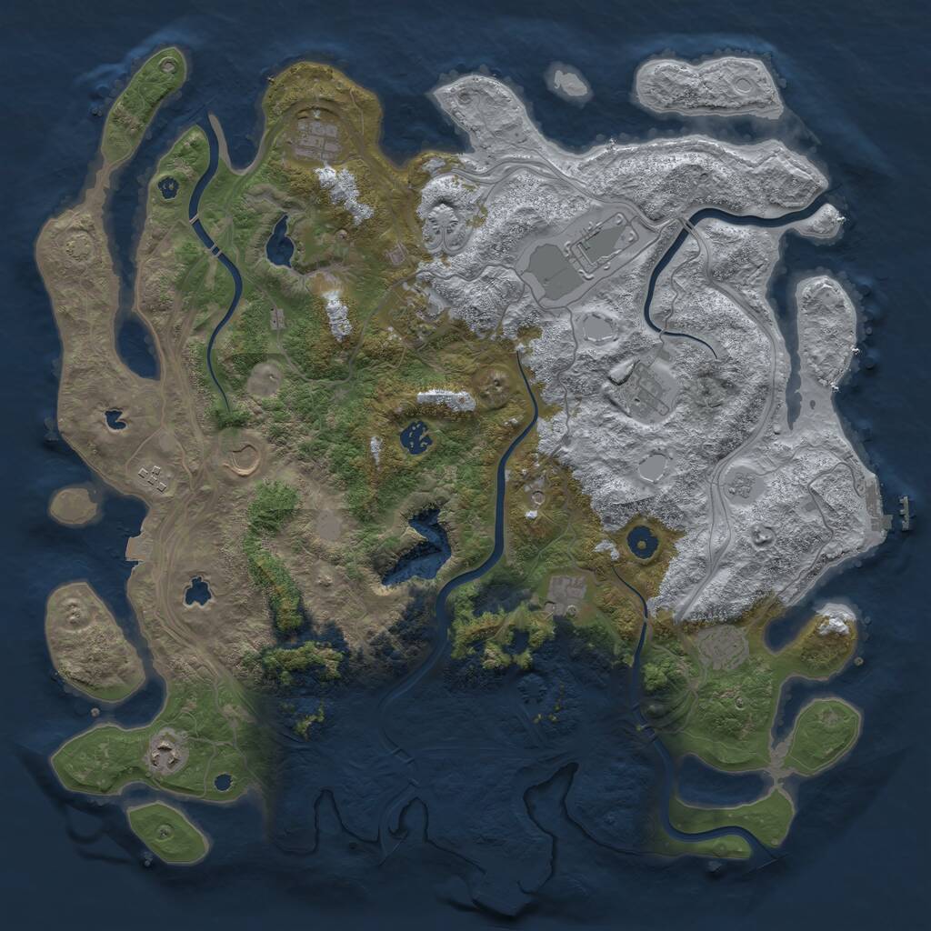 Rust Map: Procedural Map, Size: 4500, Seed: 397044666, 16 Monuments
