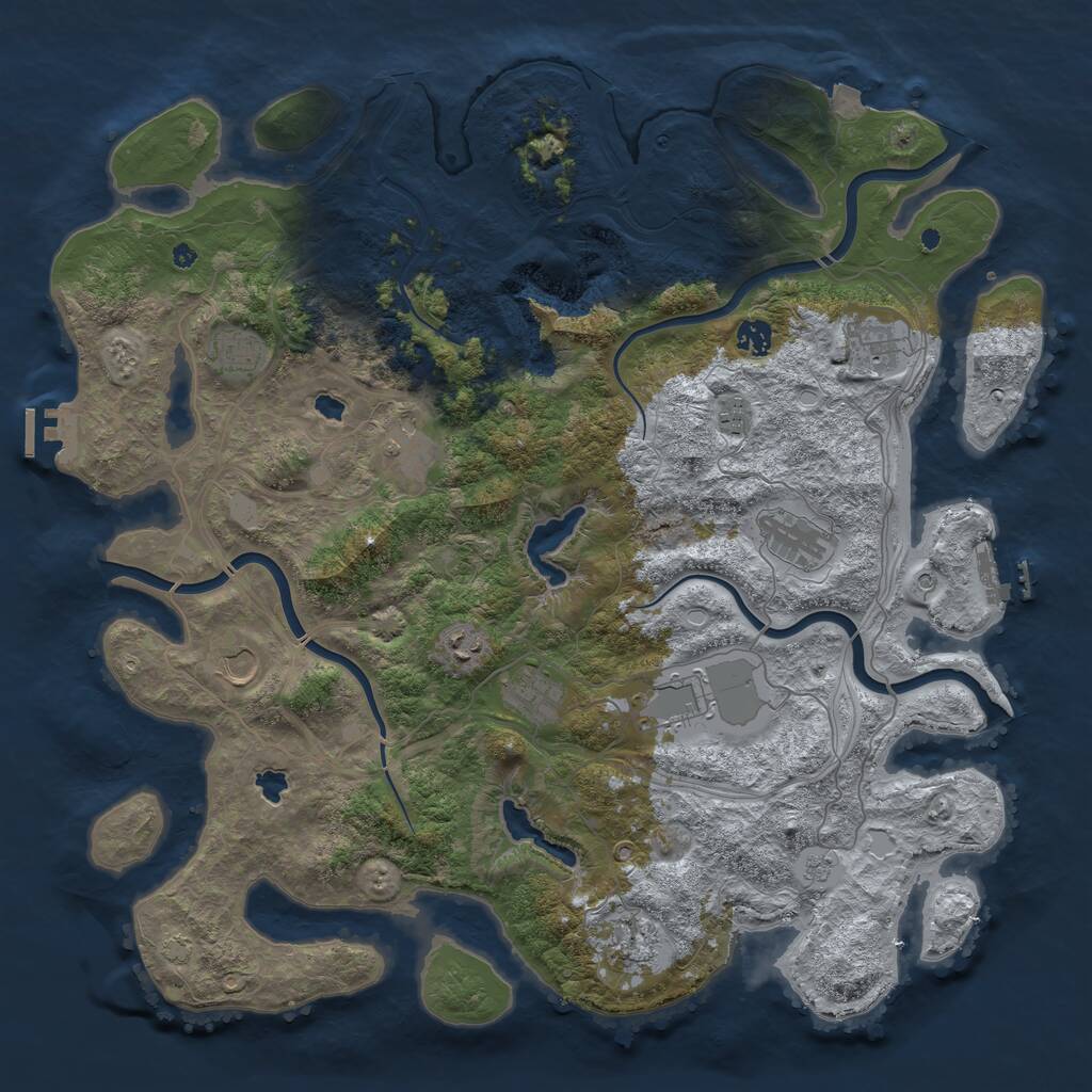 Rust Map: Procedural Map, Size: 4500, Seed: 989571143, 17 Monuments