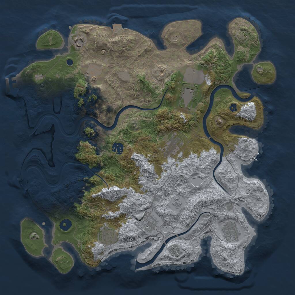 Rust Map: Procedural Map, Size: 3750, Seed: 1802869665, 14 Monuments