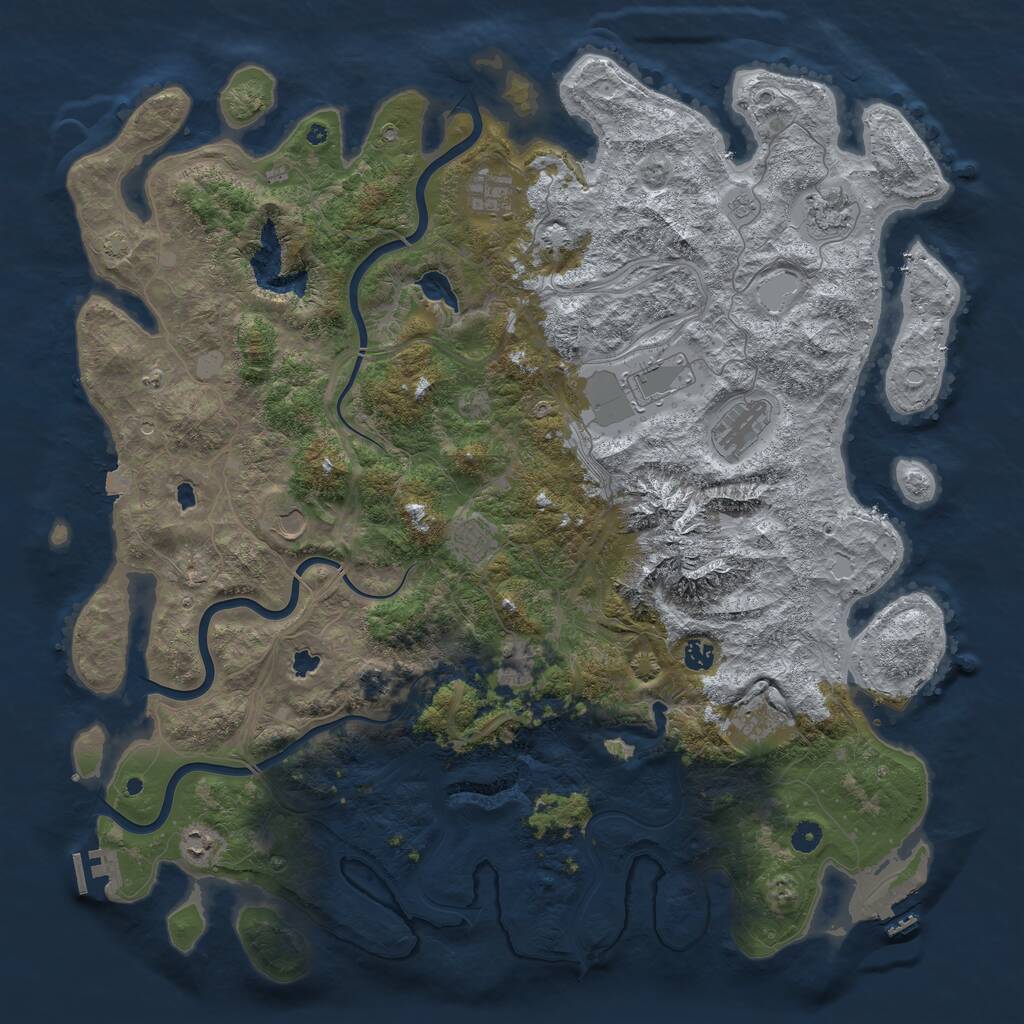 Rust Map: Procedural Map, Size: 5000, Seed: 1061192132, 17 Monuments