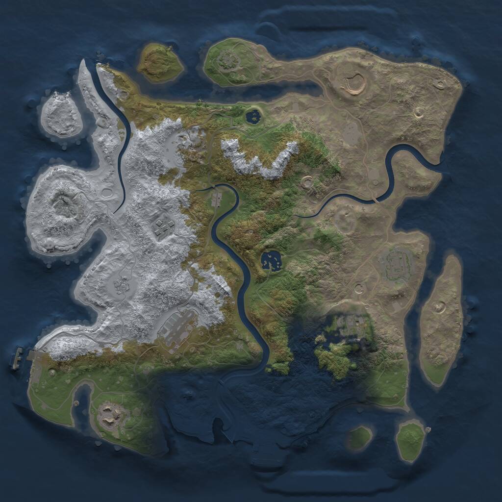 Rust Map: Procedural Map, Size: 3500, Seed: 1385809698, 14 Monuments