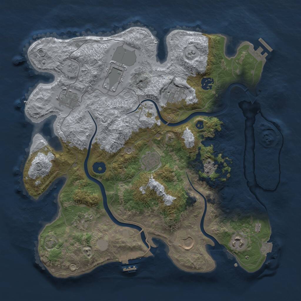 Rust Map: Procedural Map, Size: 3500, Seed: 1293752498, 15 Monuments