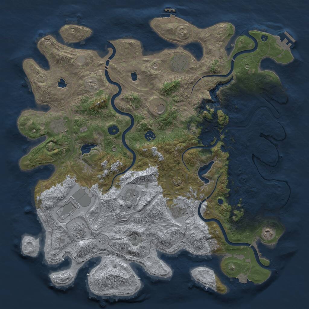 Rust Map: Procedural Map, Size: 4500, Seed: 806406411, 16 Monuments