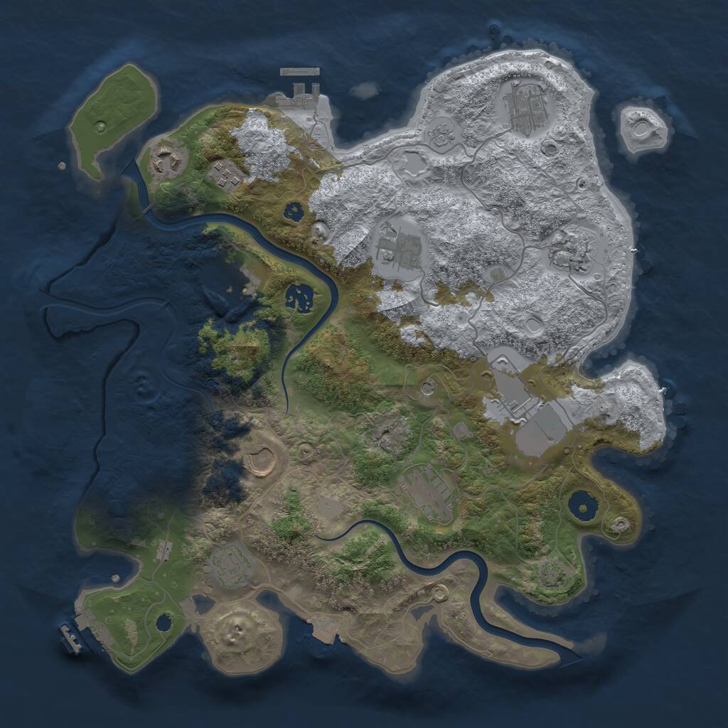 Rust Map: Procedural Map, Size: 3700, Seed: 912020291, 17 Monuments