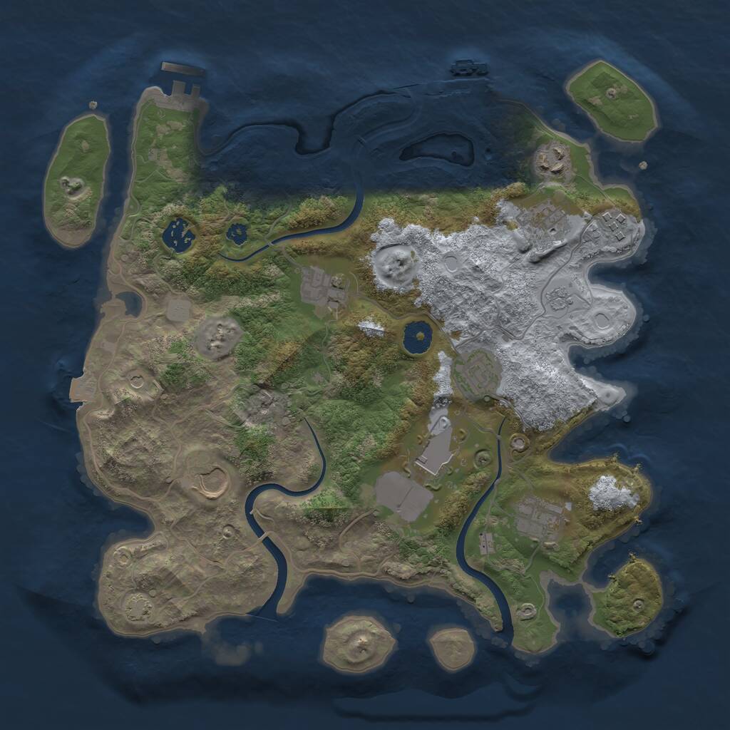 Rust Map: Procedural Map, Size: 3500, Seed: 8875130, 15 Monuments