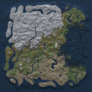 Thumbnail Rust Map: Procedural Map, Size: 5500, Seed: 13318201, 17 Monuments