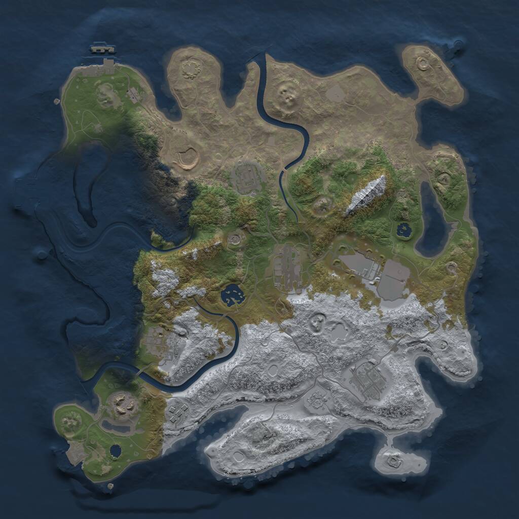 Rust Map: Procedural Map, Size: 3500, Seed: 1992416363, 15 Monuments