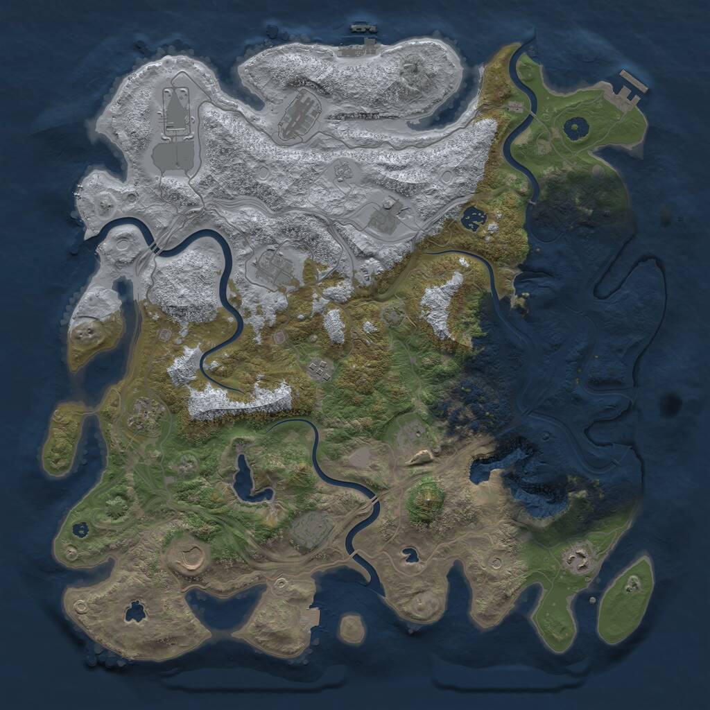 Rust Map: Procedural Map, Size: 4500, Seed: 992501304, 17 Monuments