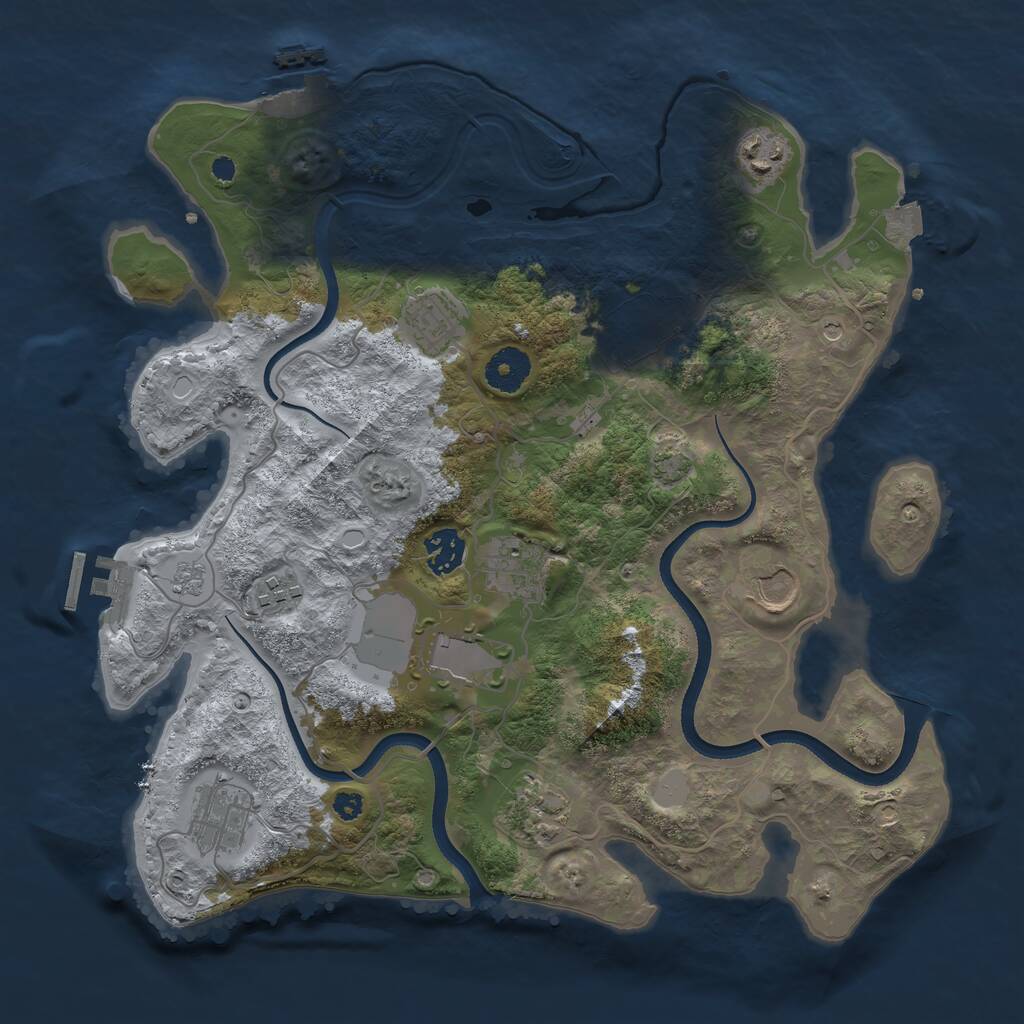 Rust Map: Procedural Map, Size: 3500, Seed: 1065040515, 16 Monuments
