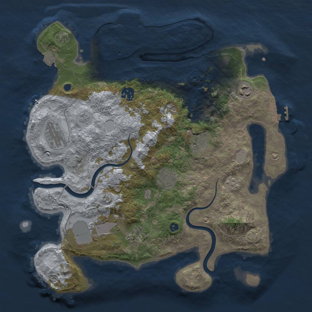 Rust Map: Procedural Map, Size: 3500, Seed: 1296125480, 14 Monuments