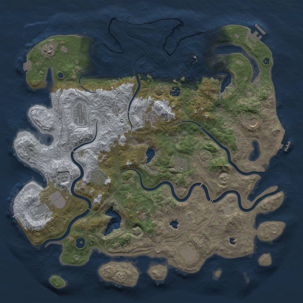 Rust Map: Procedural Map, Size: 4500, Seed: 1387722859, 17 Monuments