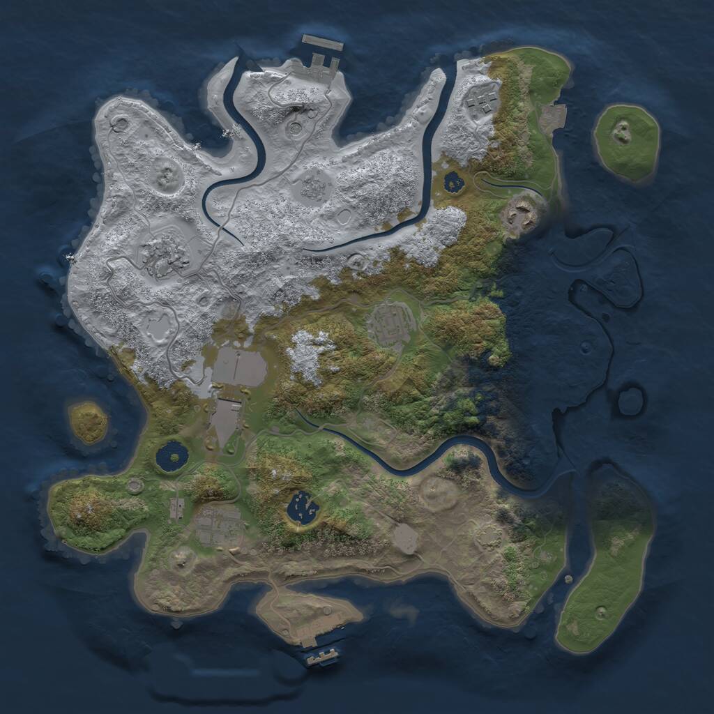 Rust Map: Procedural Map, Size: 3500, Seed: 1282411595, 13 Monuments