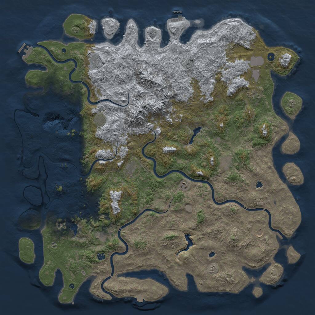 Rust Map: Procedural Map, Size: 6000, Seed: 6327245, 17 Monuments