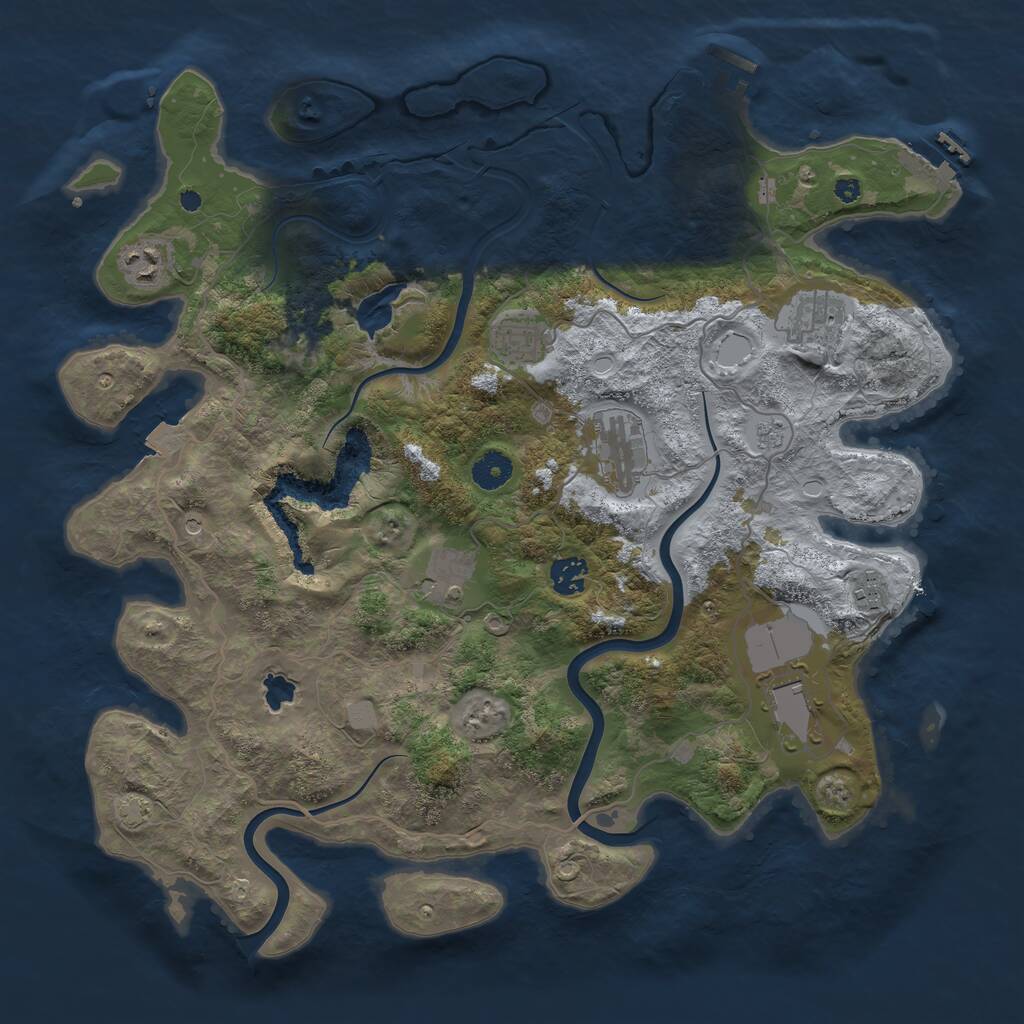 Rust Map: Procedural Map, Size: 4000, Seed: 754316535, 14 Monuments