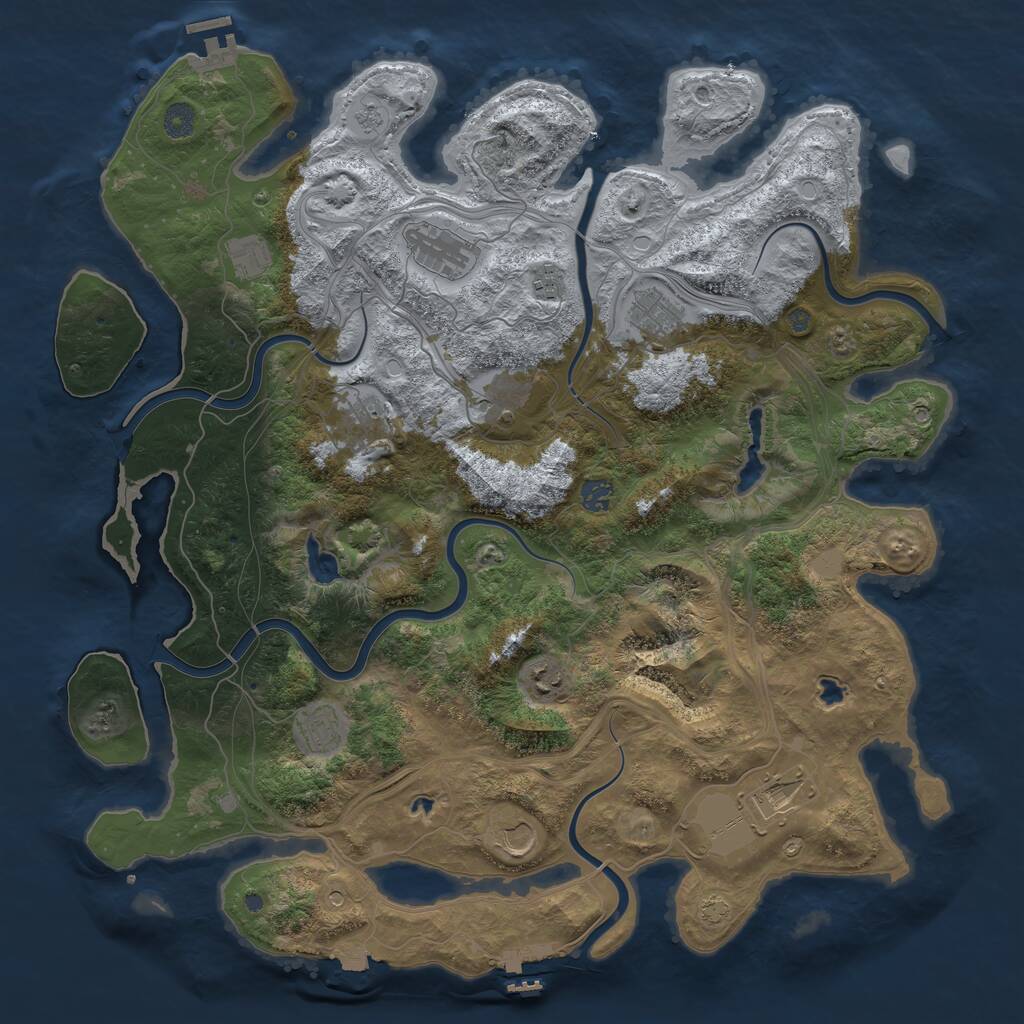Rust Map: Procedural Map, Size: 4500, Seed: 1876341898, 18 Monuments