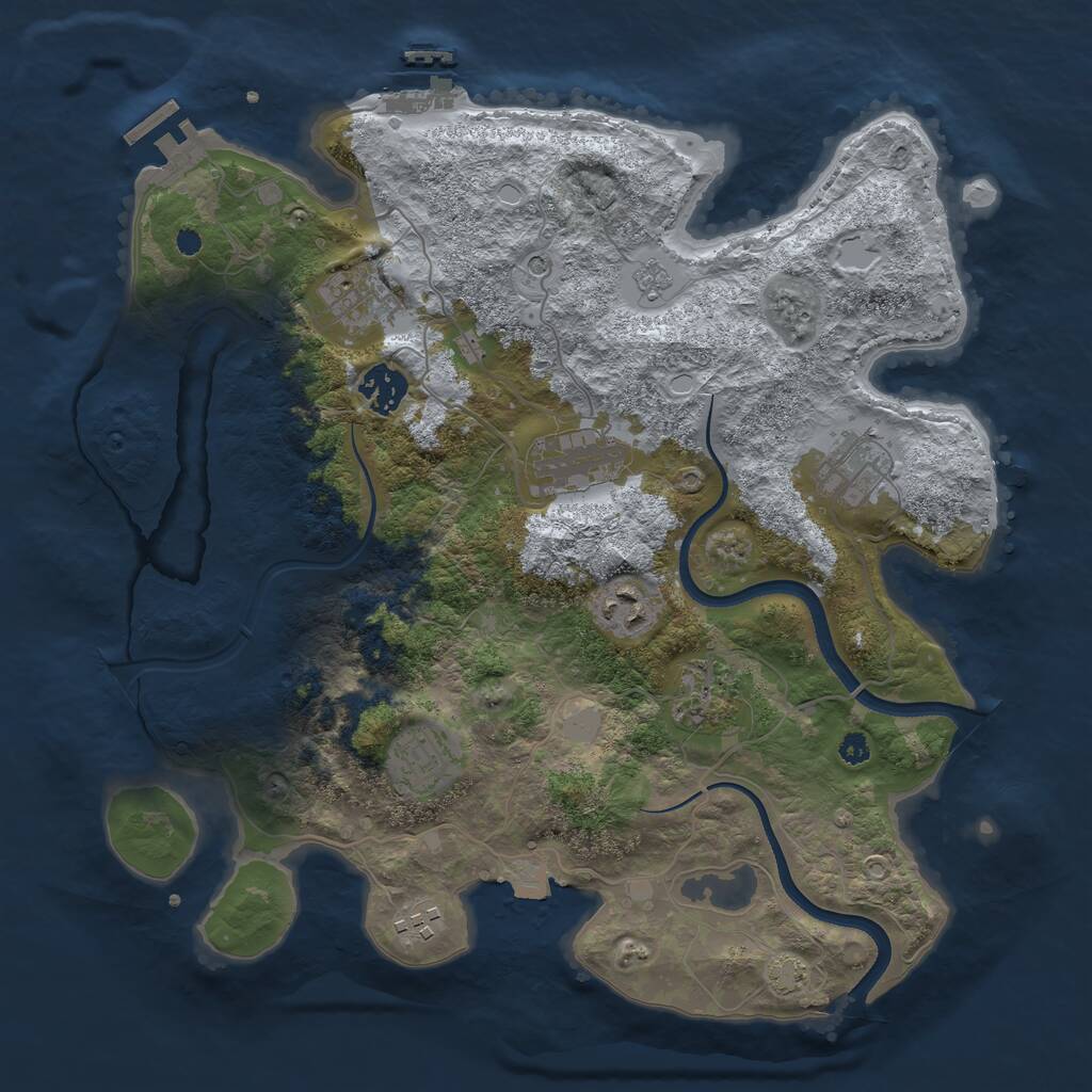 Rust Map: Procedural Map, Size: 3500, Seed: 329685241, 14 Monuments