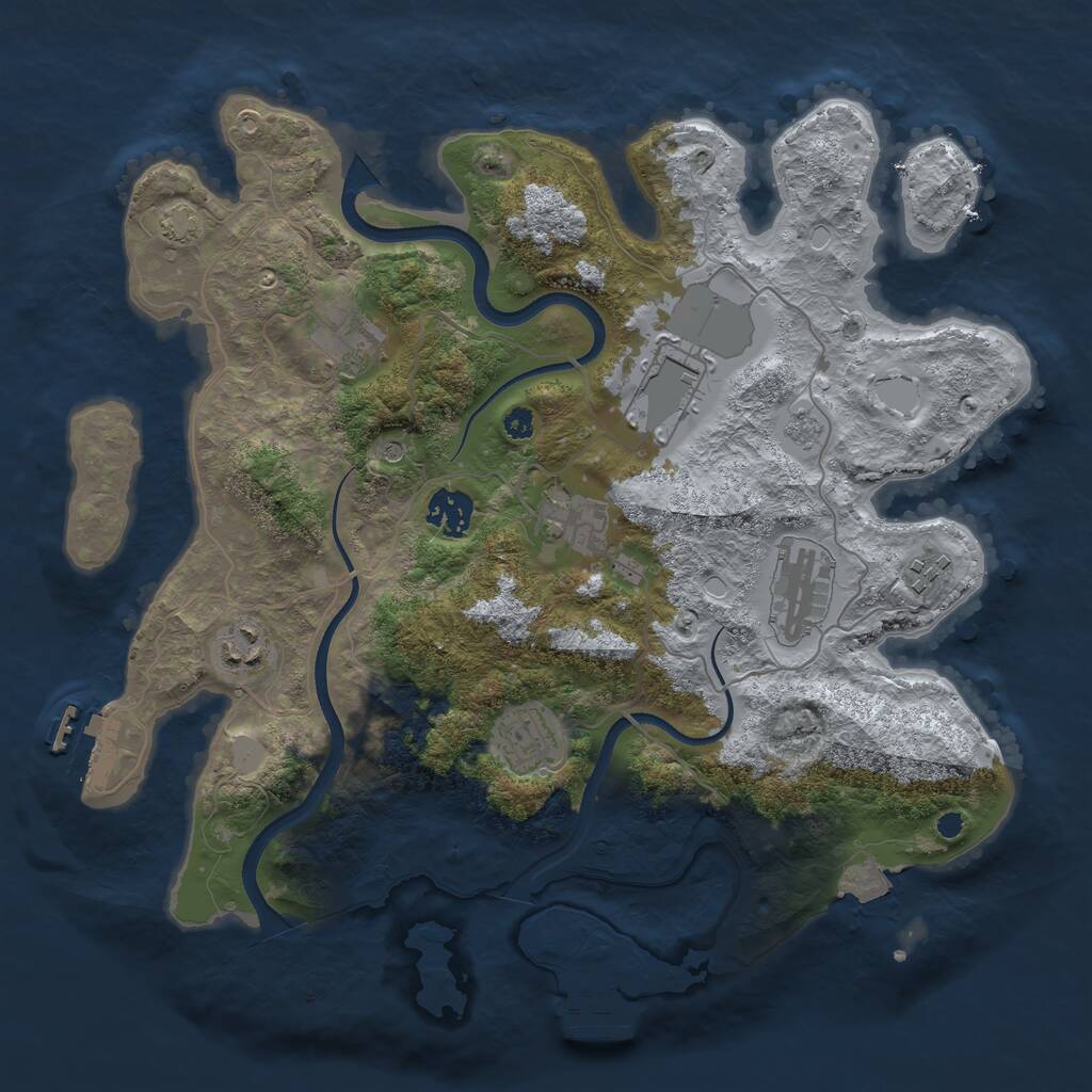 Rust Map: Procedural Map, Size: 3500, Seed: 60491457, 14 Monuments