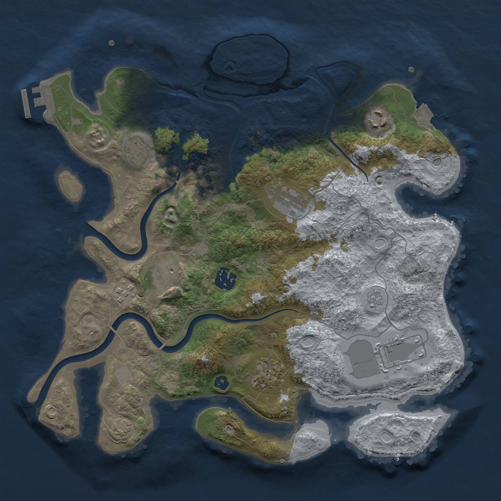 Rust Map: Procedural Map, Size: 3500, Seed: 358135089, 13 Monuments