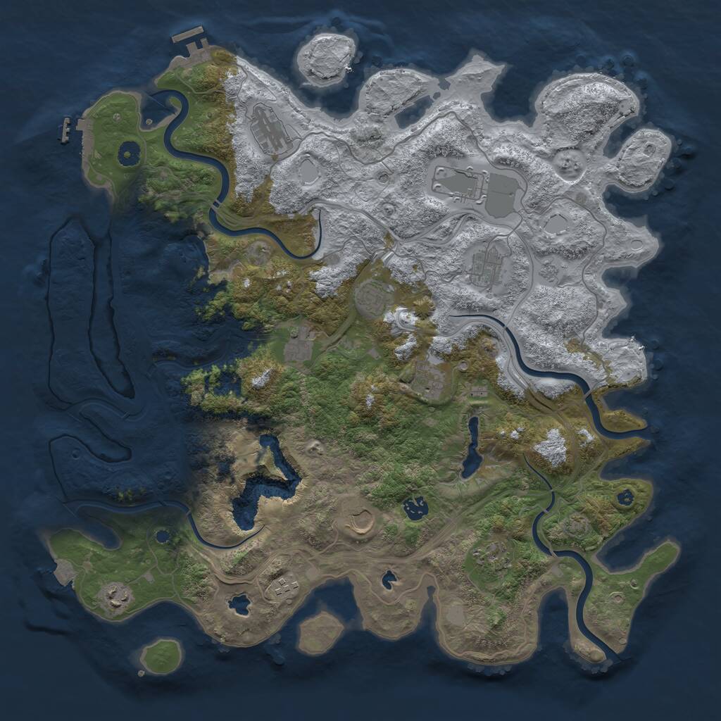 Rust Map: Procedural Map, Size: 4500, Seed: 1936918370, 17 Monuments