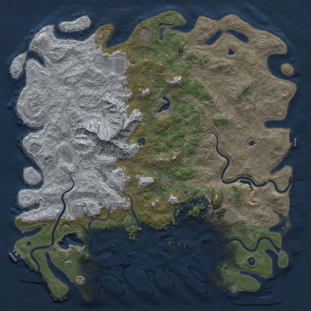 Rust Map: Procedural Map, Size: 6000, Seed: 77591992, 17 Monuments