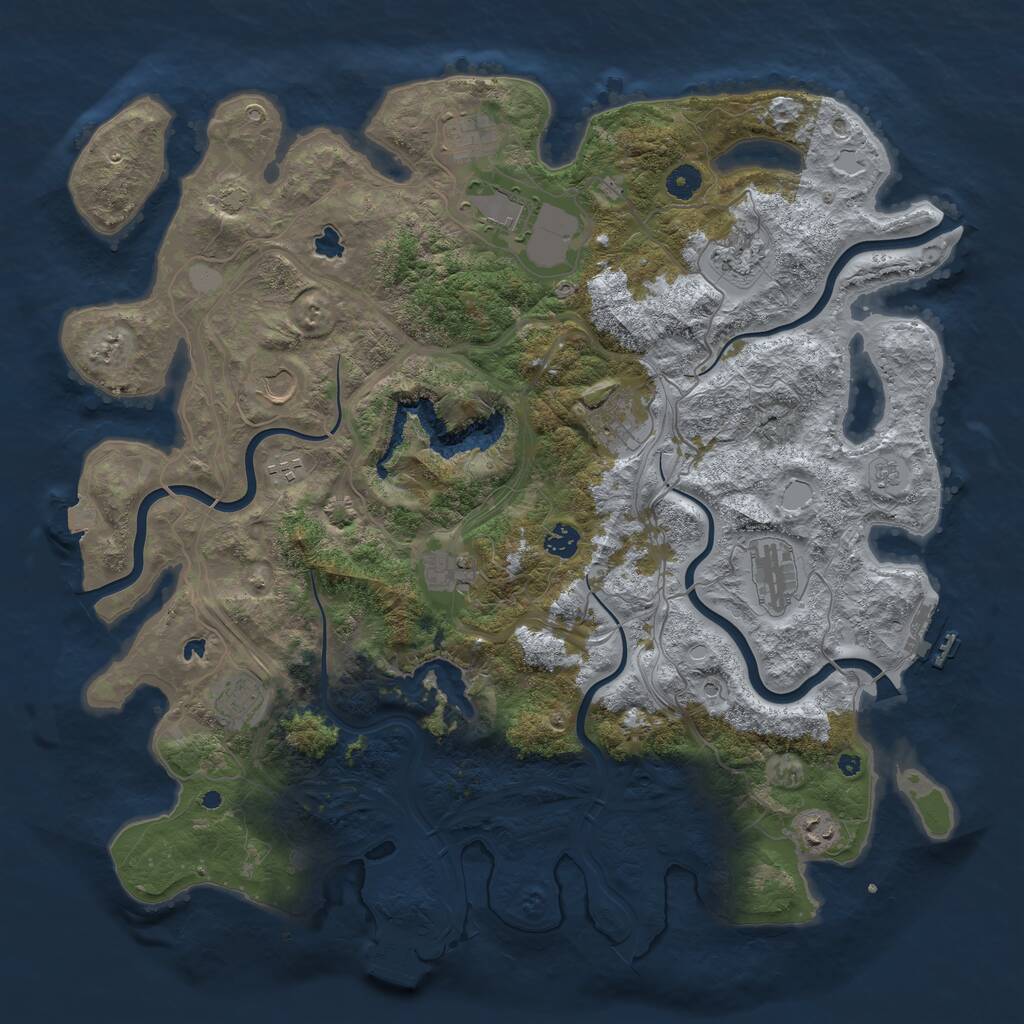 Rust Map: Procedural Map, Size: 4500, Seed: 1691846064, 17 Monuments