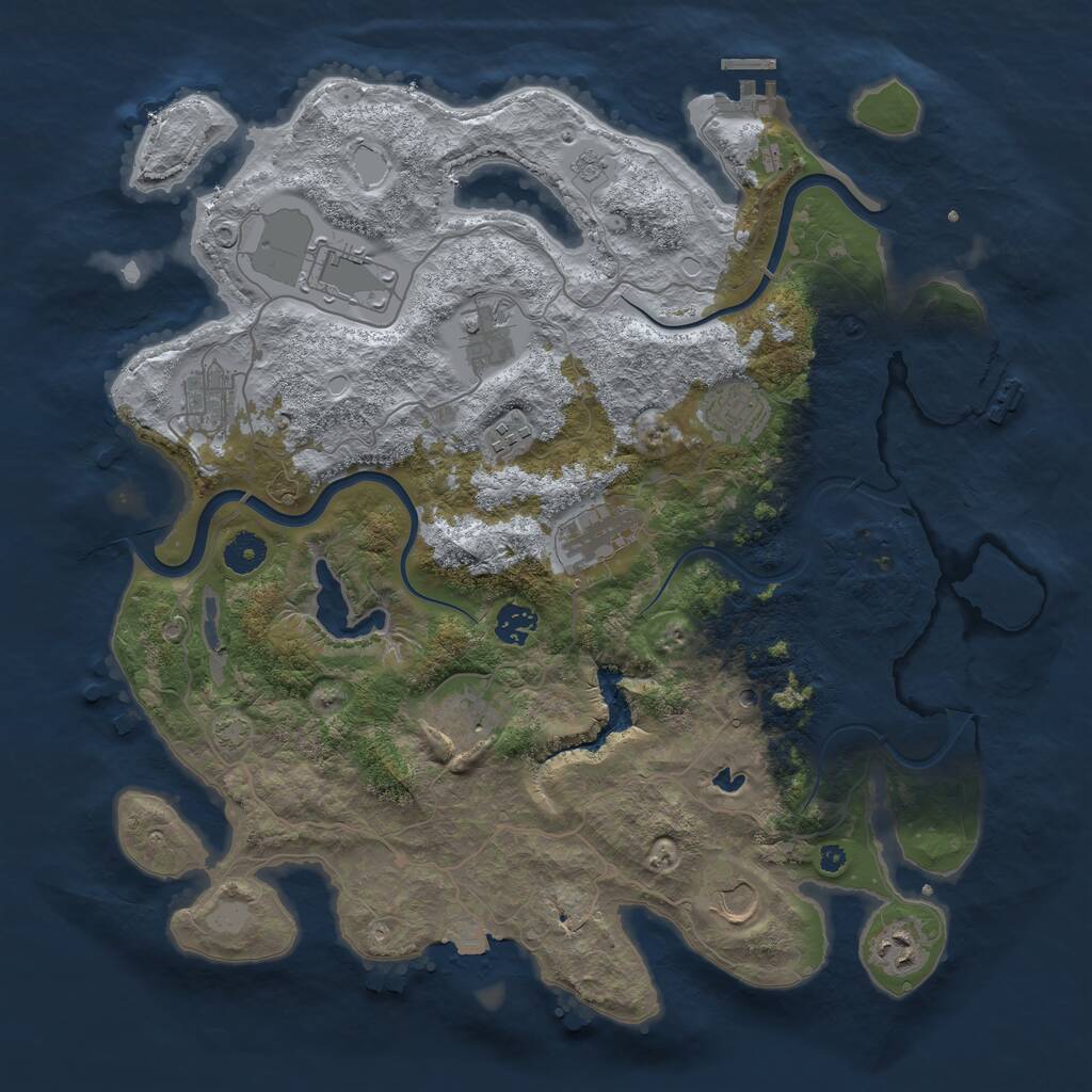 Rust Map: Procedural Map, Size: 4000, Seed: 79058, 16 Monuments