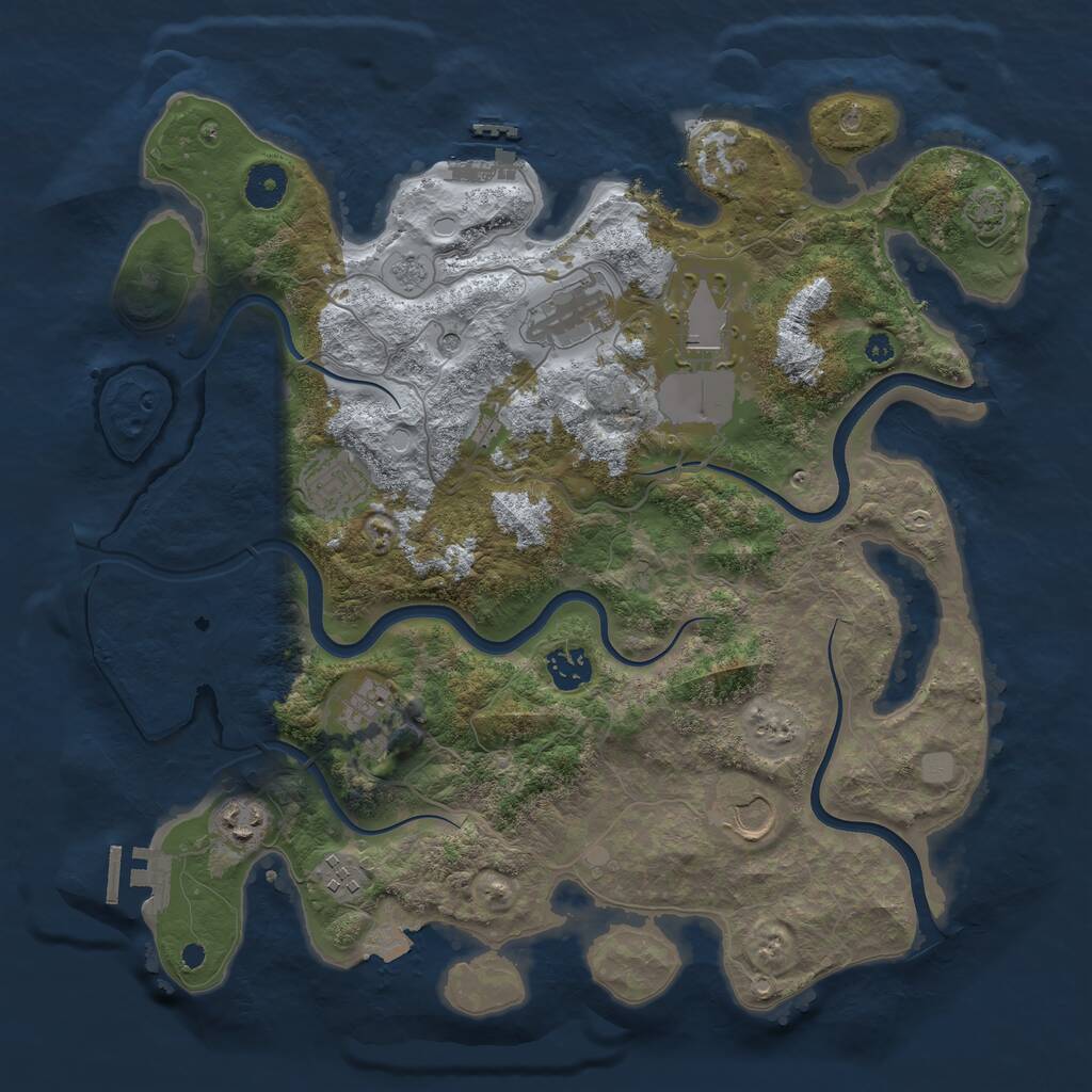 Rust Map: Procedural Map, Size: 3750, Seed: 571351084, 14 Monuments