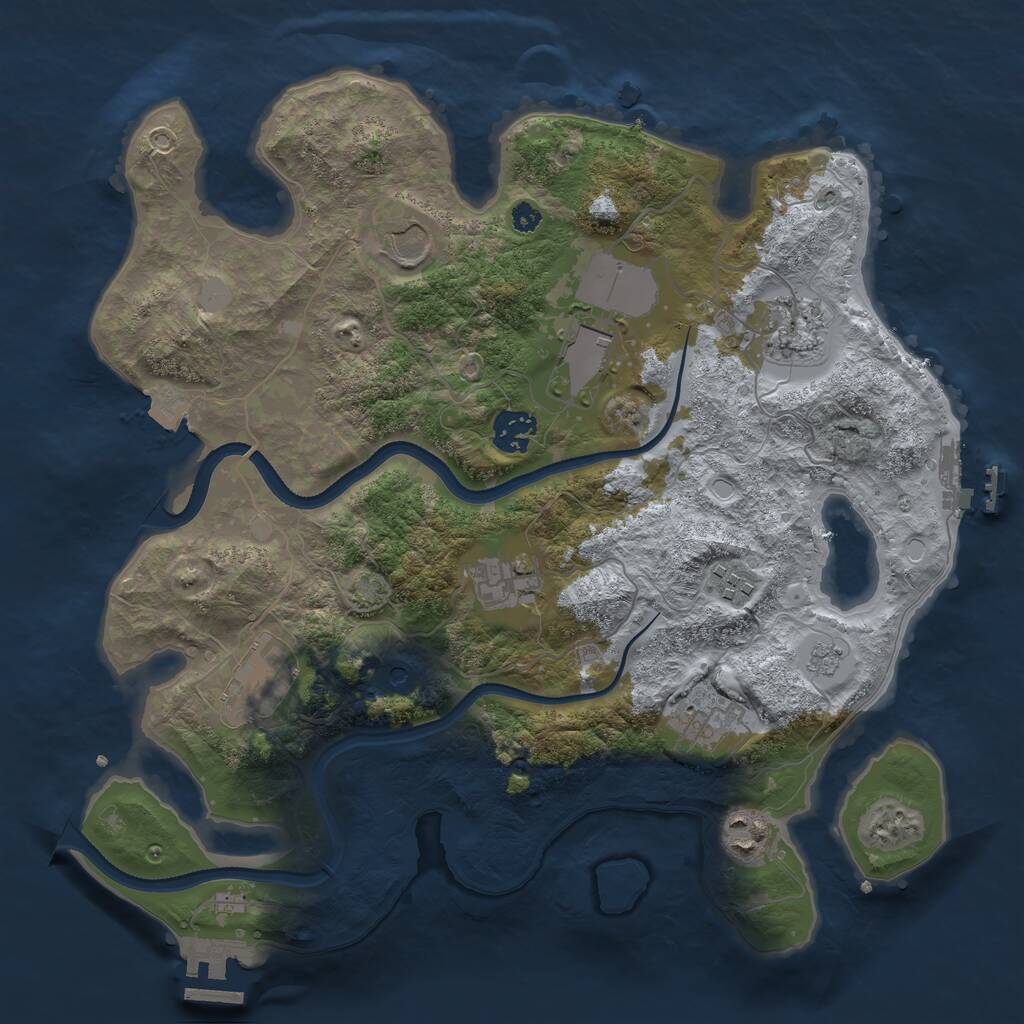 Rust Map: Procedural Map, Size: 3500, Seed: 809357557, 15 Monuments