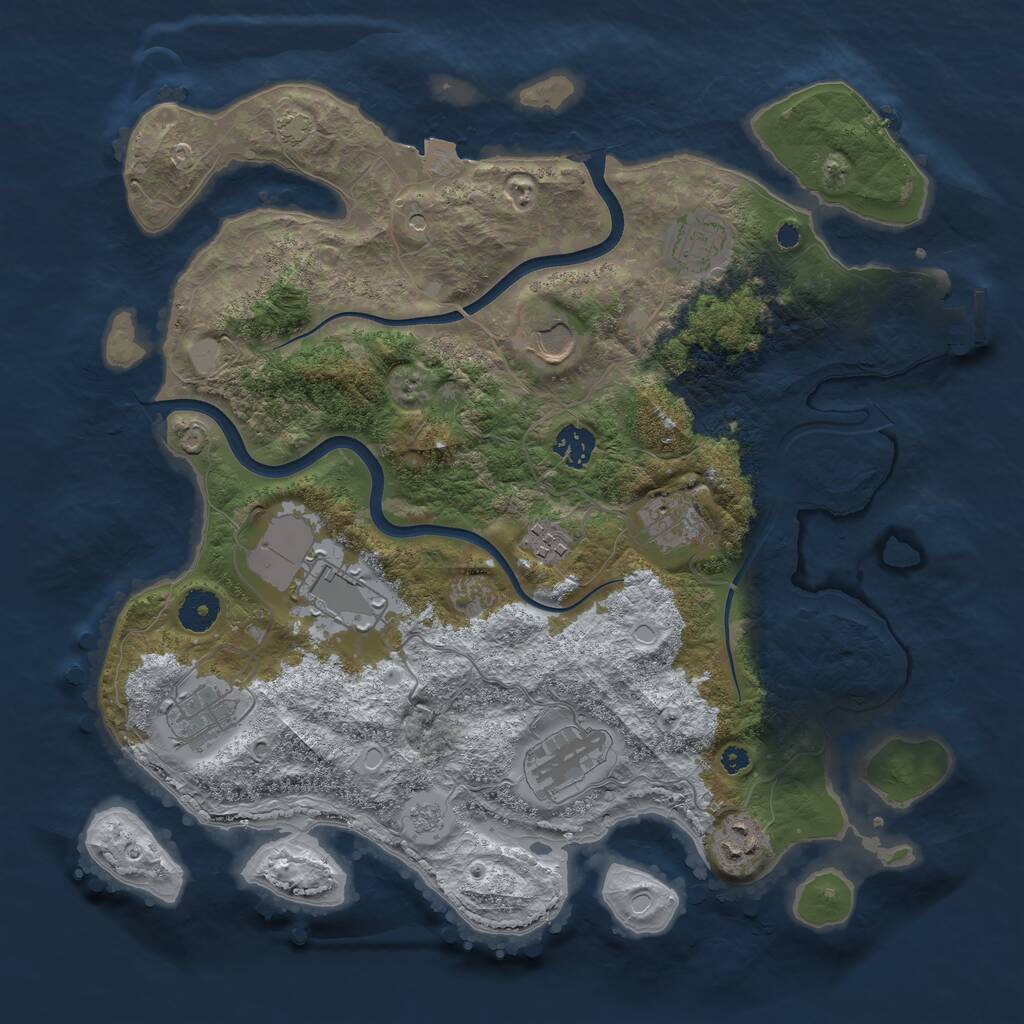 Rust Map: Procedural Map, Size: 3750, Seed: 1786037867, 14 Monuments