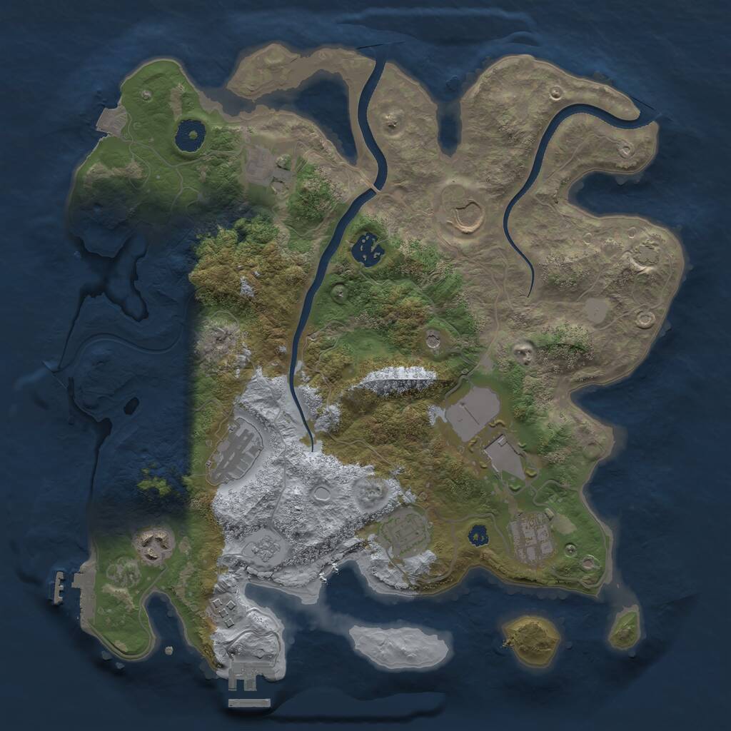 Rust Map: Procedural Map, Size: 3500, Seed: 227769254, 15 Monuments