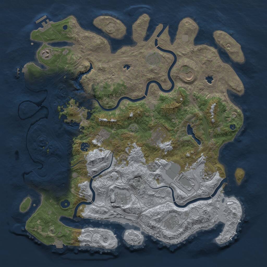 Rust Map: Procedural Map, Size: 4500, Seed: 1594688824, 17 Monuments