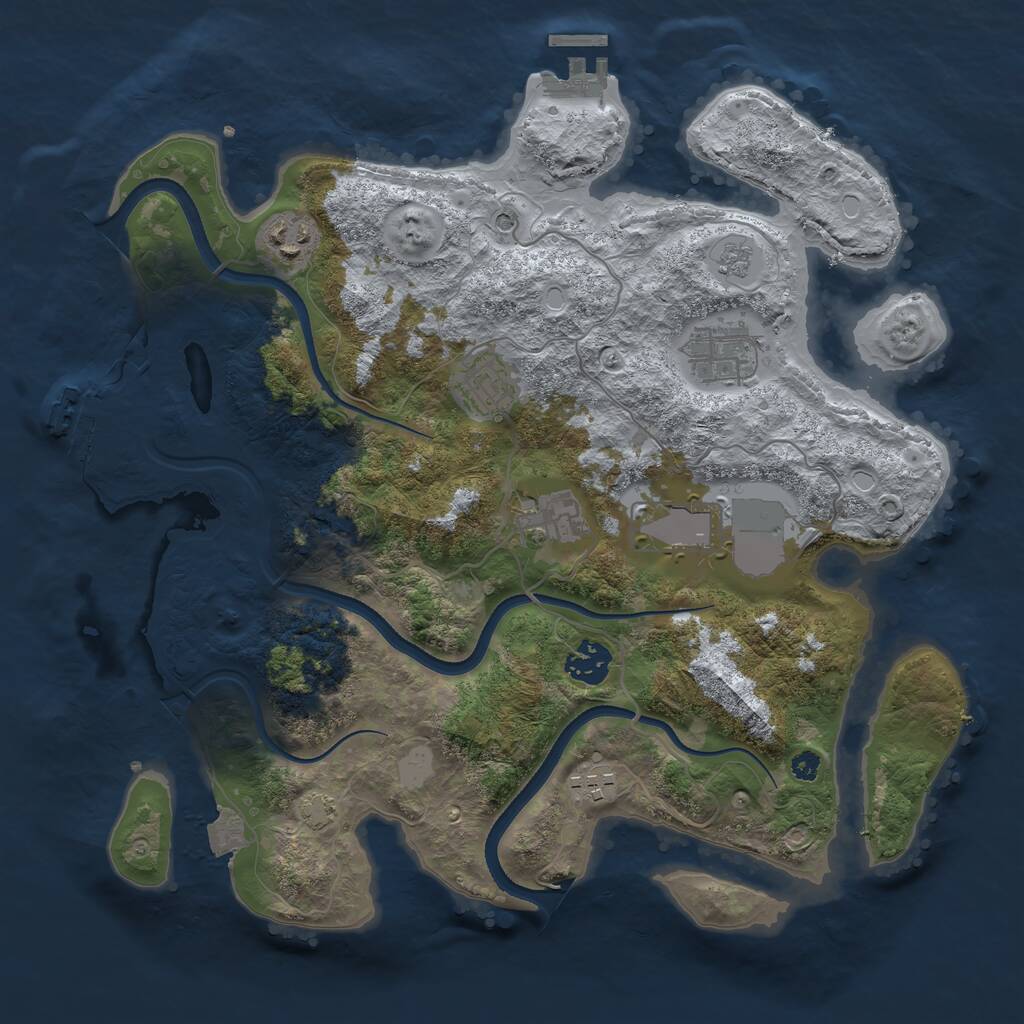Rust Map: Procedural Map, Size: 3500, Seed: 23000, 13 Monuments