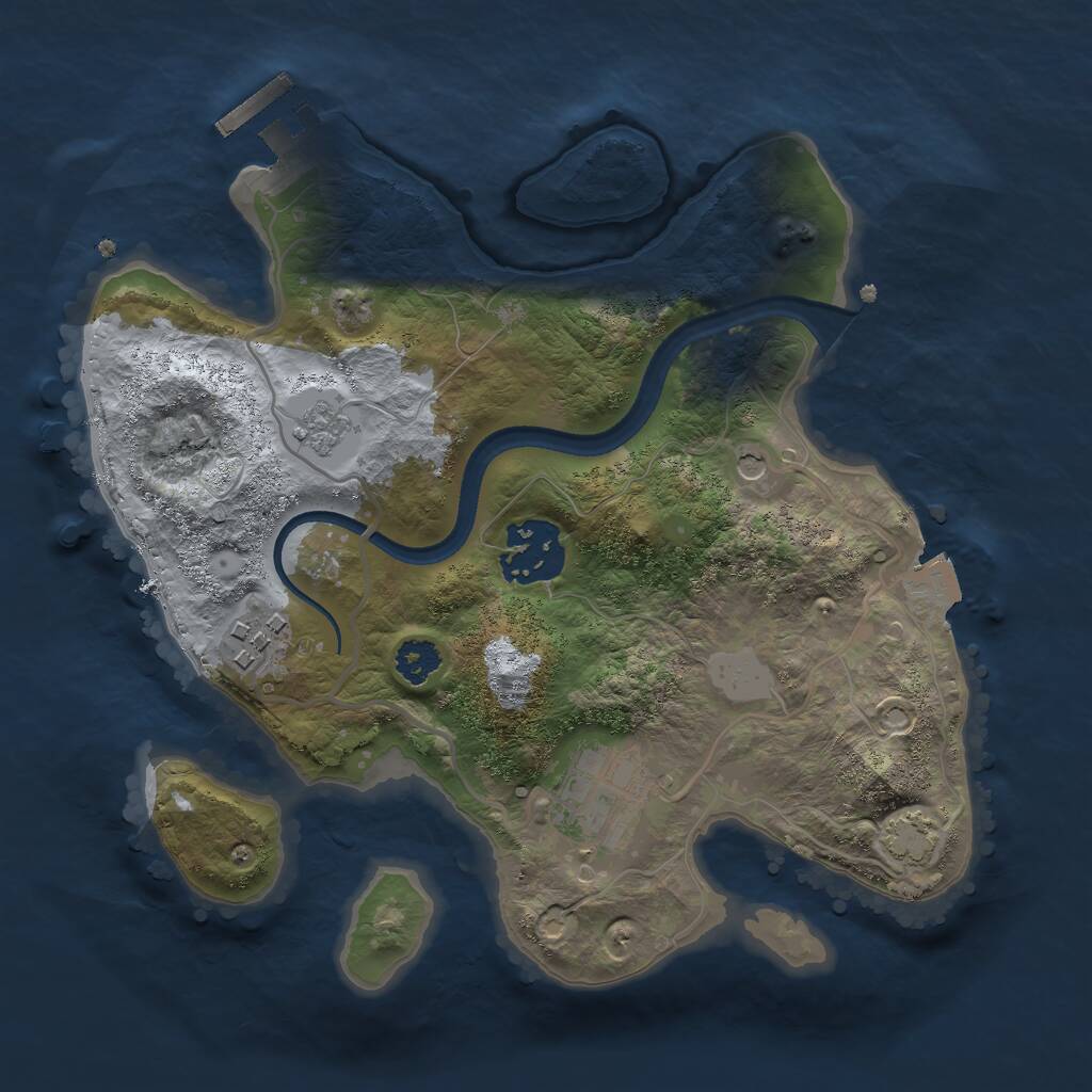 Rust Map: Procedural Map, Size: 2500, Seed: 1360722729, 8 Monuments