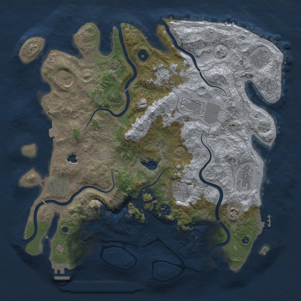 Rust Map: Procedural Map, Size: 4050, Seed: 1799857426, 16 Monuments