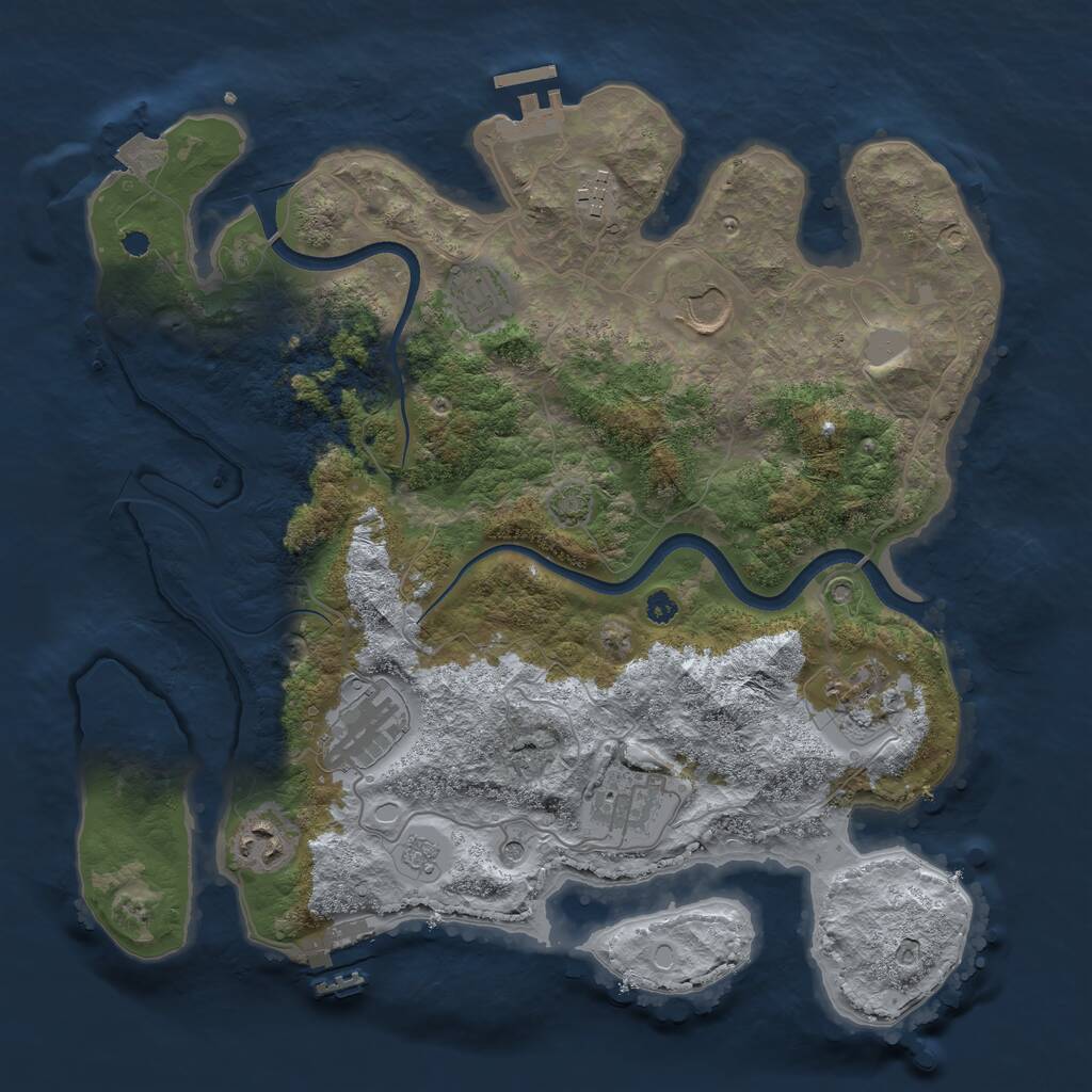 Rust Map: Procedural Map, Size: 3500, Seed: 958635263, 13 Monuments