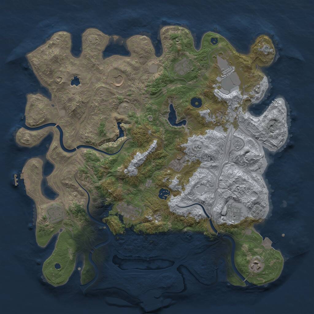 Rust Map: Procedural Map, Size: 4250, Seed: 1079526092, 17 Monuments