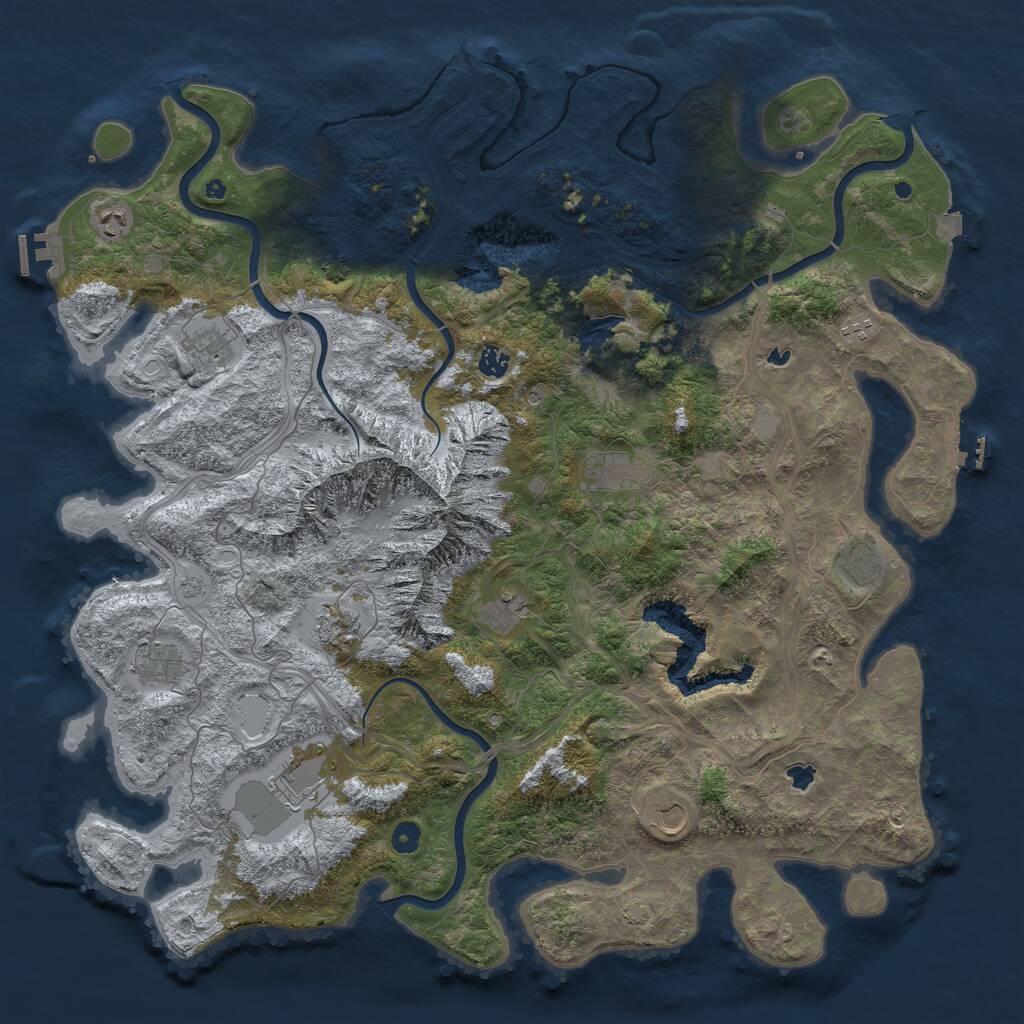 Rust Map: Procedural Map, Size: 5000, Seed: 41926, 17 Monuments