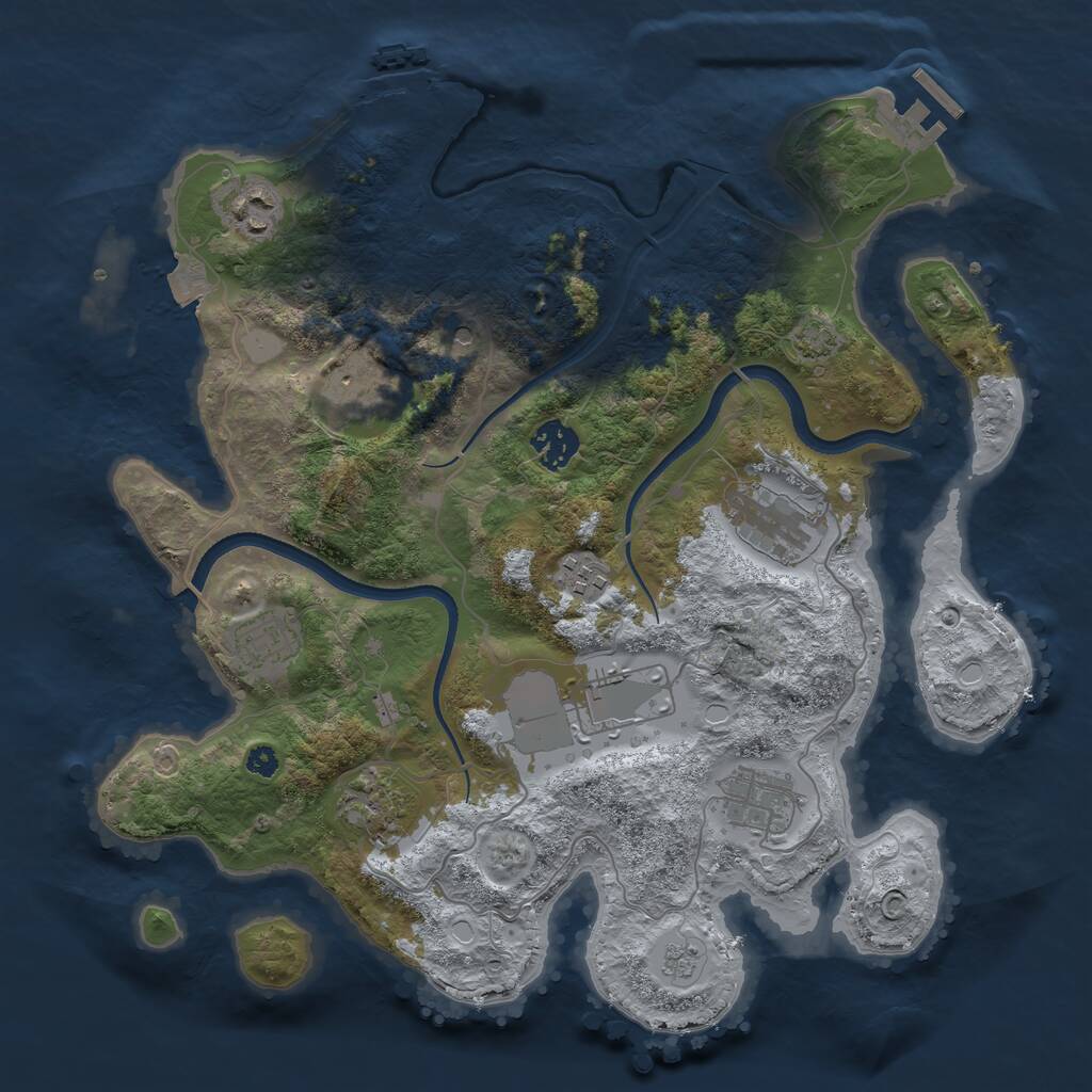 Rust Map: Procedural Map, Size: 3500, Seed: 1552437984, 15 Monuments
