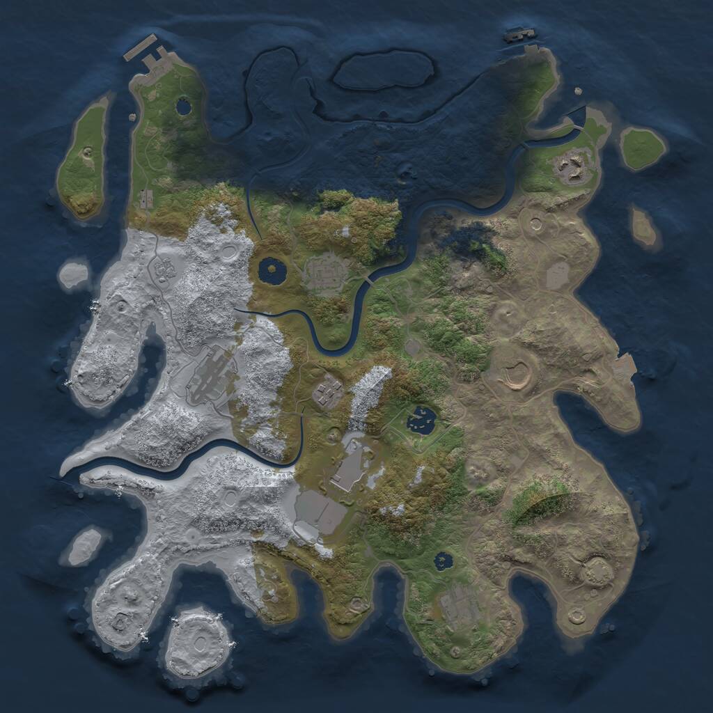 Rust Map: Procedural Map, Size: 3800, Seed: 218691240, 14 Monuments