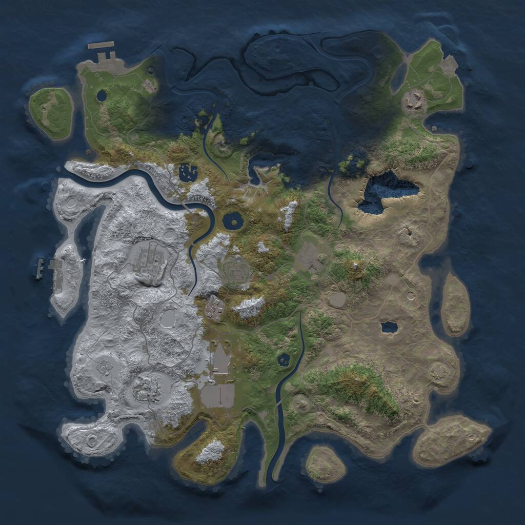Rust Map: Procedural Map, Size: 4000, Seed: 416091025, 14 Monuments