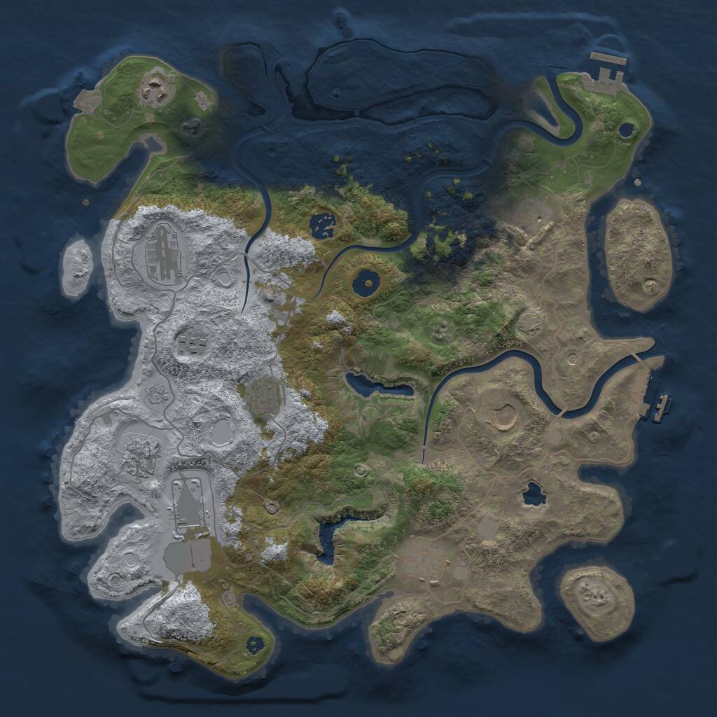 Rust Map: Procedural Map, Size: 4000, Seed: 1862073535, 16 Monuments