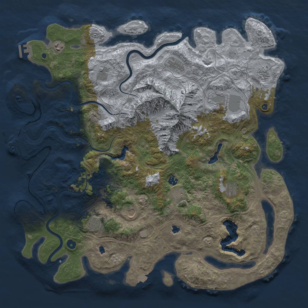 Rust Map: Procedural Map, Size: 5000, Seed: 343420, 17 Monuments