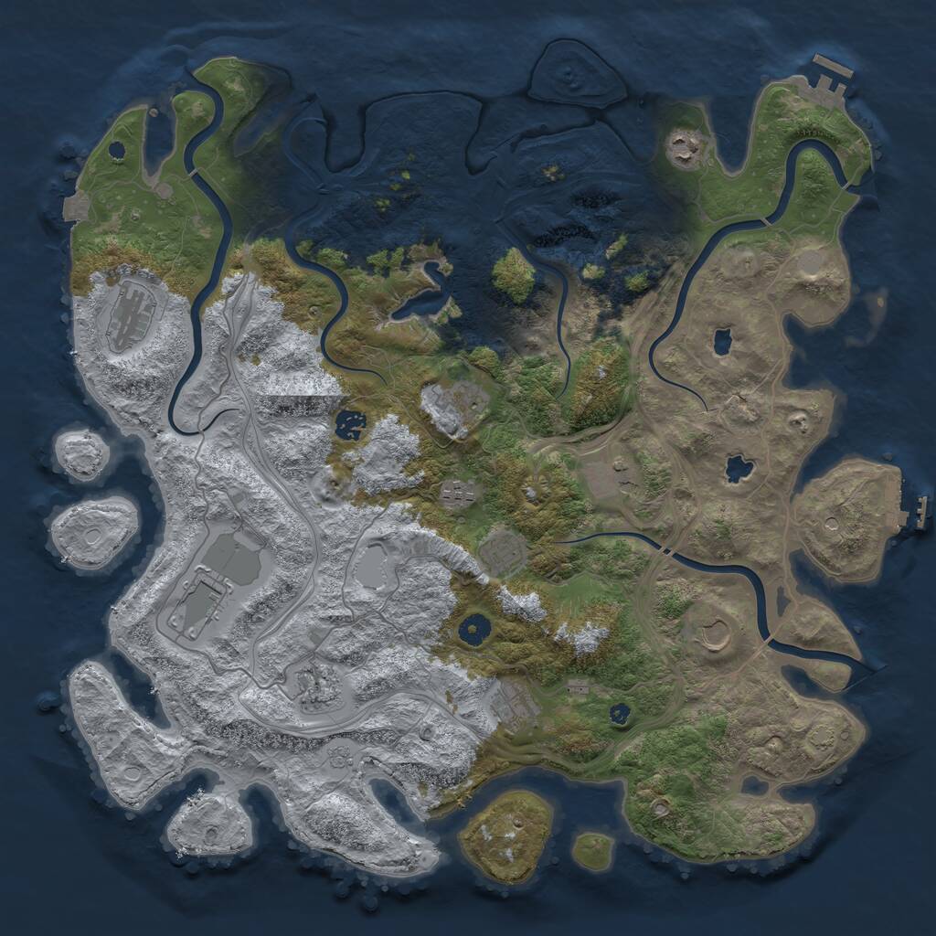 Rust Map: Procedural Map, Size: 4500, Seed: 1295094457, 17 Monuments