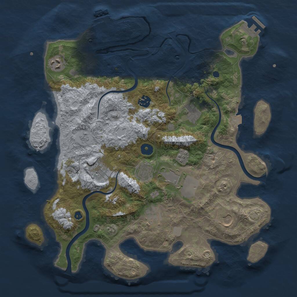 Rust Map: Procedural Map, Size: 3700, Seed: 1971128490, 15 Monuments