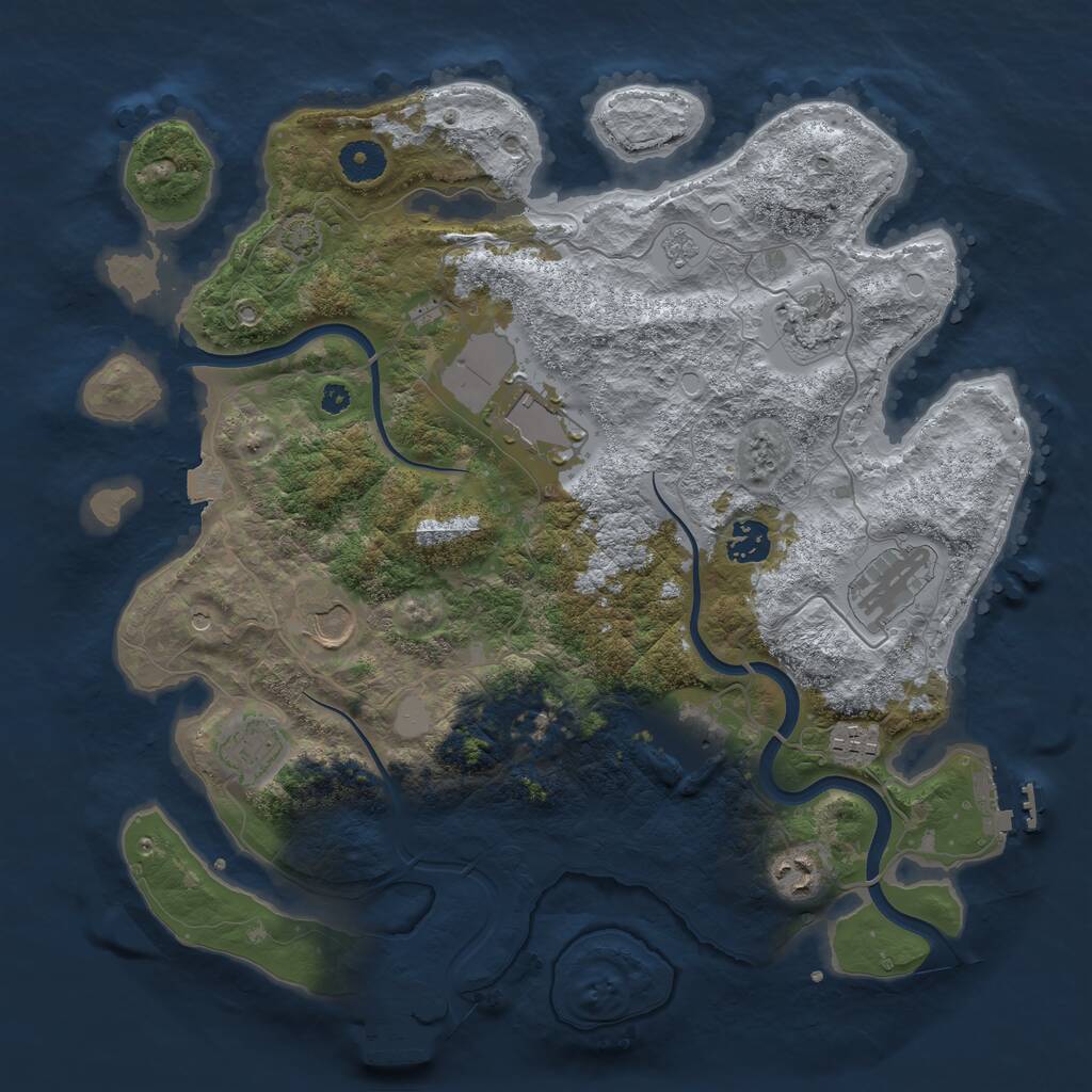 Rust Map: Procedural Map, Size: 3700, Seed: 1490593787, 15 Monuments